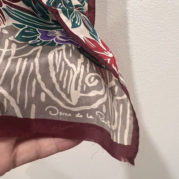 Vintage Oscar De La Renta Pastel Floral Silk Scarf Designer Dainty - Picture 2 of 8